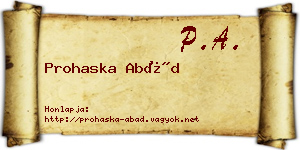 Prohaska Abád névjegykártya